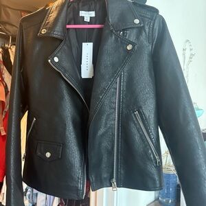 Topshop Black Leather Biker Jacket